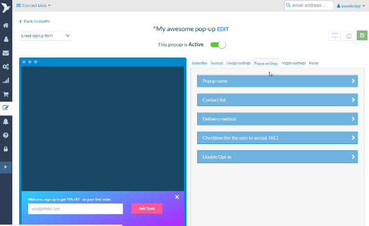 ContactPigeon Double Opt-in Signup