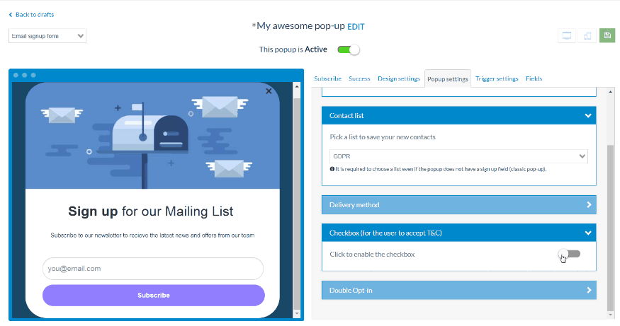Enabling Checkbox on Your Signup Forms