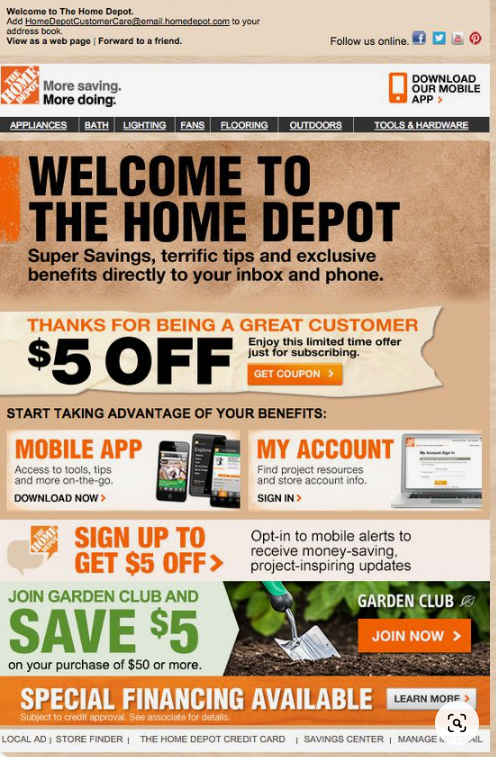Home Depot email marketing