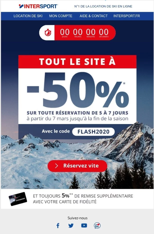 The Intersport marketing strategy:  France promotional email