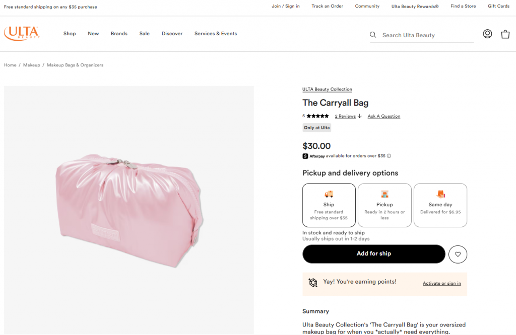 Ulta Beauty Product Page