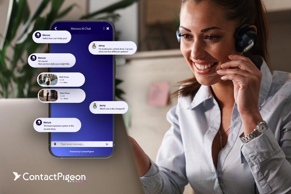 Retail AI agent engaging with a customer through a chat interface, mirroring the role of a human sales representative.