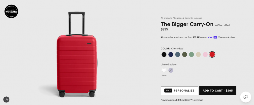 Away Product Page