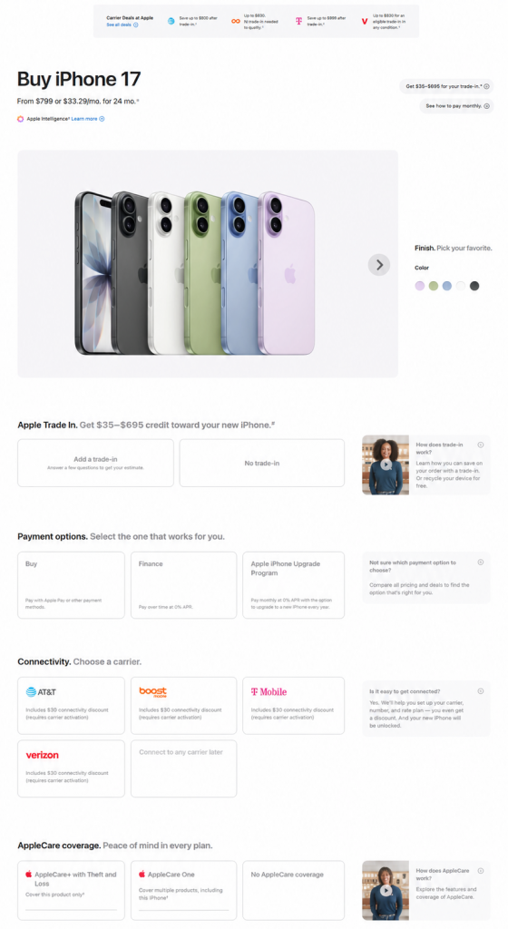 Apple's product page