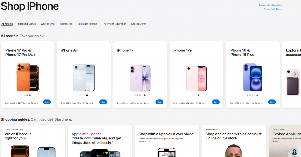 Apple's marketing strategy: category page
